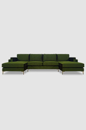 Coach dual-chaise sectional in green velvet