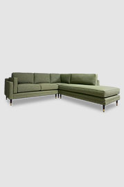 96x101 Coach L Sectional w/Bumper in Huron Clover performance fabric