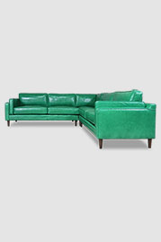 108x108 Coach sectional in Bellissimo Smeraldo green leather