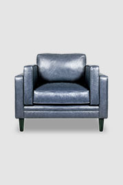Coach armchair in No Regrets Clearwaters blue performance leather