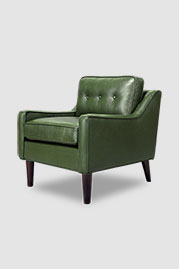 Pickles armchair in No Regrets Greenbacks performance leather
