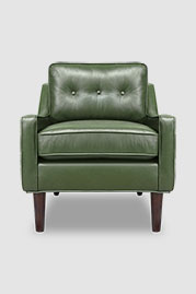 Pickles armchair in No Regrets Greenbacks performance leather