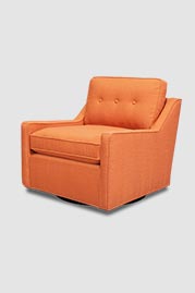 Pickles armchair in Montauk Indian Summer performance linen with swivel base