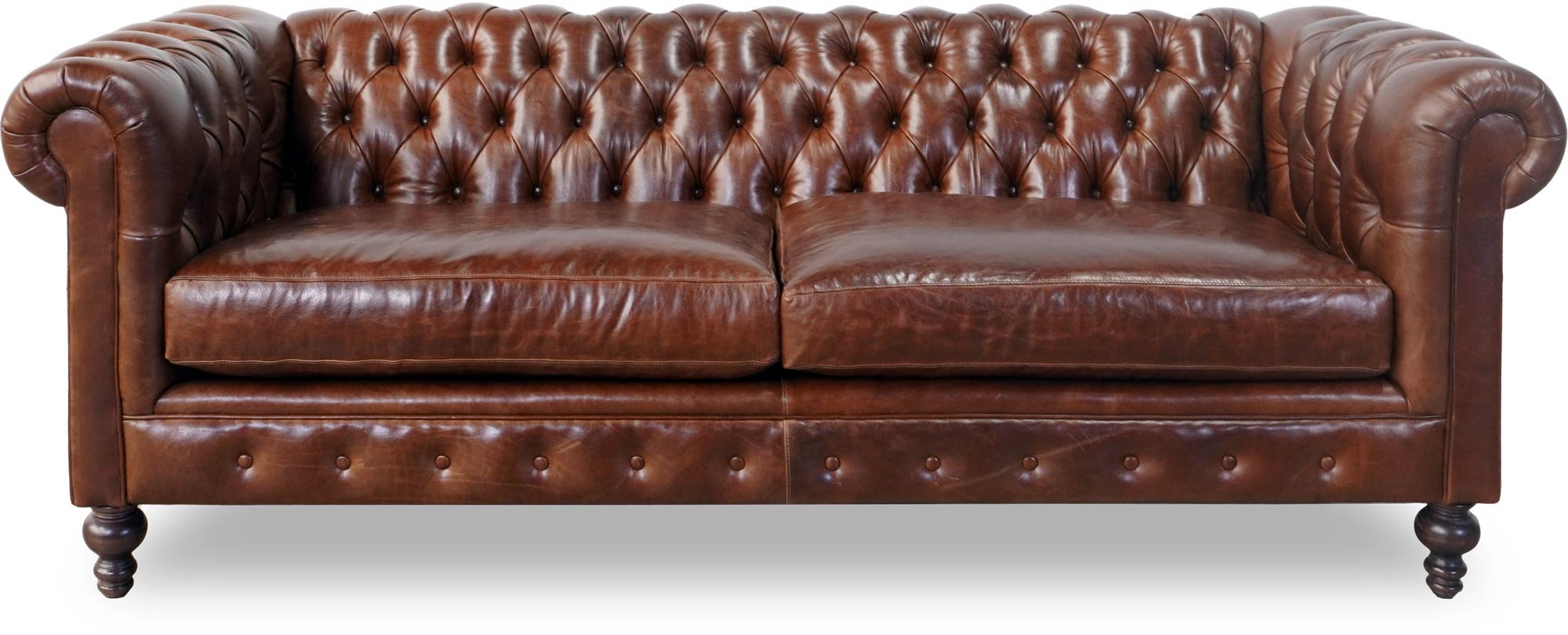 85 Boo petite Chesterfield sofa in Mont Blanc Bourbon leather