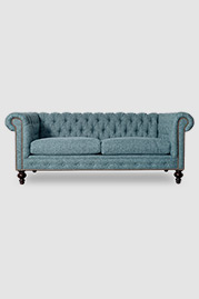 75 Boo petite Chesterfield sofa in Fulton Aquamarine performance fabric