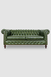 80 Boo petite Chesterfield sleeper sofa in Caprieze Good Greens leather
