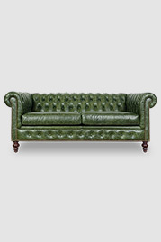80 Boo petite Chesterfield sleeper sofa in Caprieze Good Greens leather