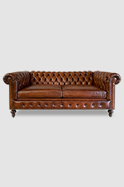 80 Boo petite Chesterfield sleeper sofa in hand-stained leather