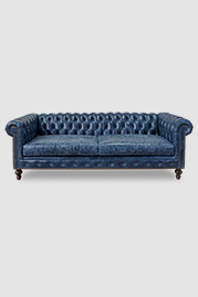 91 Boo petite Chesterfield sofa in Caprieze Denim Style blue leather