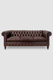 91 Boo petite Chesterfield sleeper sofa in Everlast Robust Brown performance leather