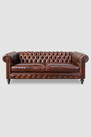 85 Boo petite Chesterfield sofa in Mont Blanc Bourbon leather