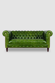 69 Boo petite Chesterfield sofa in Mont Blanc Evergreen leather with tufted seat