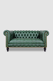 64 Boo Chesterfield with tufted seat in Cheyenne Fresh Cut green performance leather