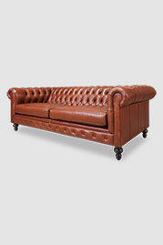 91 Boo Chesterfield sofa in Delaware Copperhead red leather