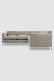 90x72 Captain Obvious L sectional in Como Grey Cloud velvet with Angelo legs