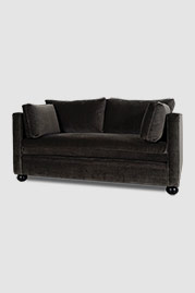 68 Greta Turkish sofa in Cannes Dark Grey velvet in shallower depth without backrest buttons