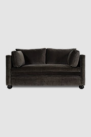 68 Greta Turkish sofa in Cannes Dark Grey velvet in shallower depth without backrest buttons