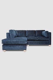 74x90 Greta L Sectional w/Bumper (Left) in Sefali Navy (COM) fabric