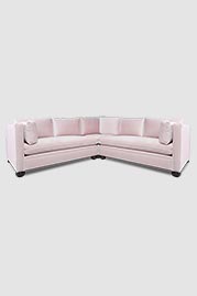 Greta sectional in Cannes Rosewater blush pink velvet