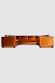 142x72 Greta U sectional in Prince Tiger Eye orange performance velvet
