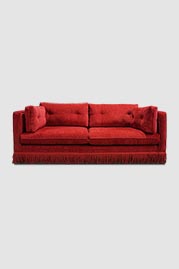 Greta sofa in Ridges Rouge corduroy with bullion fringe