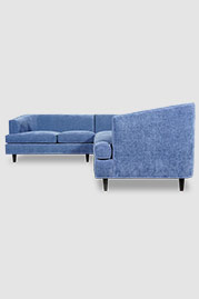 92x92 Fritz sectional with untufted back in Jay Coastal blue performance fabric