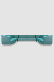 156x127 Fritz U sectional in Tagline Peacock fabric