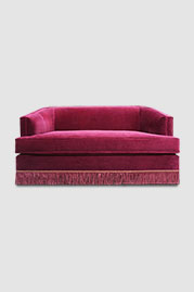 64 Fritz sofa in Como Bergamot velvet with bullion fringe skirt