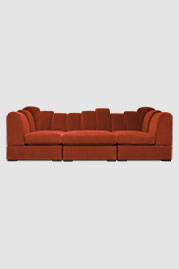 108 Metropolis sofa in Porto Meteore red velvet (Modules: Corner, Armless A, Corner)
