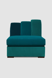Metropolis armless module A in Porto Tile, Prussian, and Pavo blue velvets