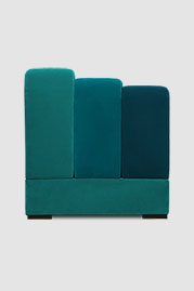 Metropolis armless module A in Porto Tile, Prussian, and Pavo blue velvets