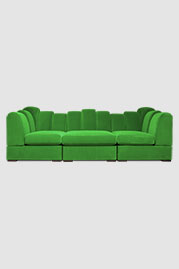 108 Metropolis sofa in Porto Online Lime velvet (Modules: Corner, Armless B, Corner)
