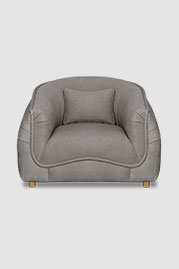 Buttercup armchair in Constance Cornerstone grey performance fabric with optional lumbar pillow