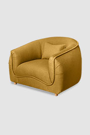 Buttercup armchair in Constance Hayfield yellow performance fabric with optional lumbar pillow