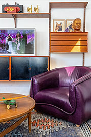 Buttercup armchair in Echo Aubergine purple leather