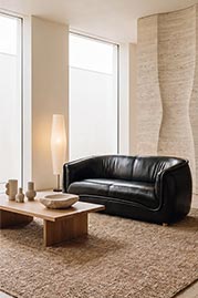68 Buttercup sofa in Louisiana Licorice black leather