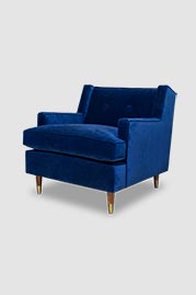 31 Ladybird armchair in Porto Lapis blue performance velvet