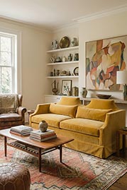 86 Scarlet sofa in Como Antique Gold velvet