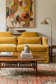 86 Scarlet sofa in Como Antique Gold velvet