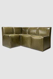 67.5x46.5 Quinn banquette configuration in Bellissimo Oliva green leather