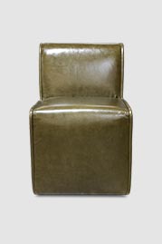 Quinn dining chair in Bellissimo Oliva green leather