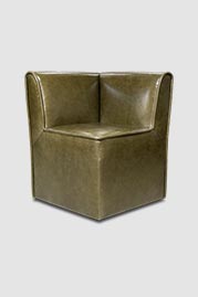 Quinn corner module in Bellissimo Oliva green leather