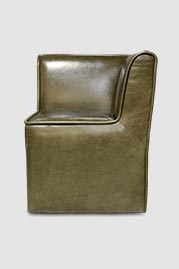 Quinn corner module in Bellissimo Oliva green leather