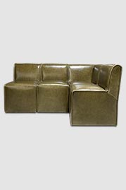 67.5x46.5 Quinn banquette configuration in Bellissimo Oliva green leather