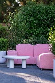 Amalfi outdoor sectional in Barbados Pink performance fabric