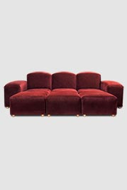 Amalfi six piece modular configuration in Cannes Cordovan red velvet