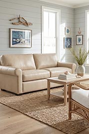 80 Sloan sofa in Florida Buttercreme cream performance leather