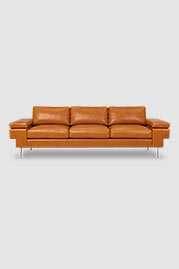 114 Rufus sofa in No Regrets Pure Cognac performance leather