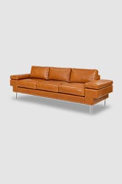 114 Rufus sofa in No Regrets Pure Cognac performance leather