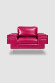 51 Rufus armchair in Bellissimo Prugna magenta leather